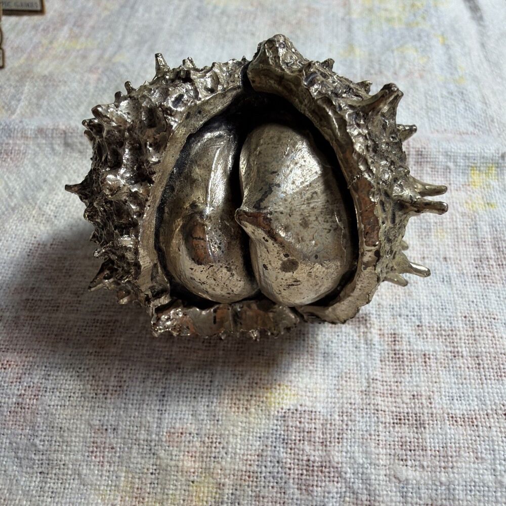 Silver Laminated Chestnut Sculpture Vtg.